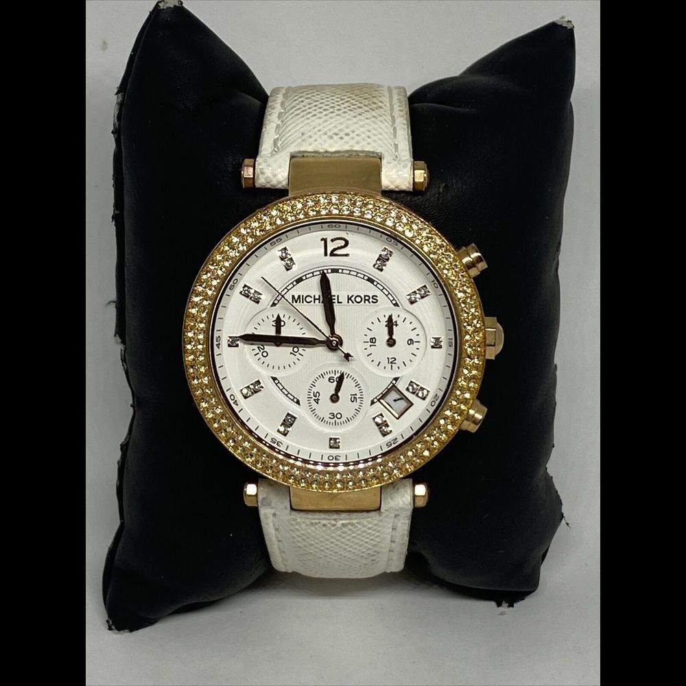 Michael Kors Parker MK2281 Women's White Leather Analog Dial Quartz Watch VK762